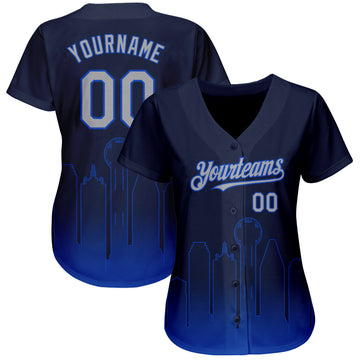 Custom Navy Gray-Thunder Blue 3D Dallas City Edition Fade Fashion Authentic Baseball Jersey
