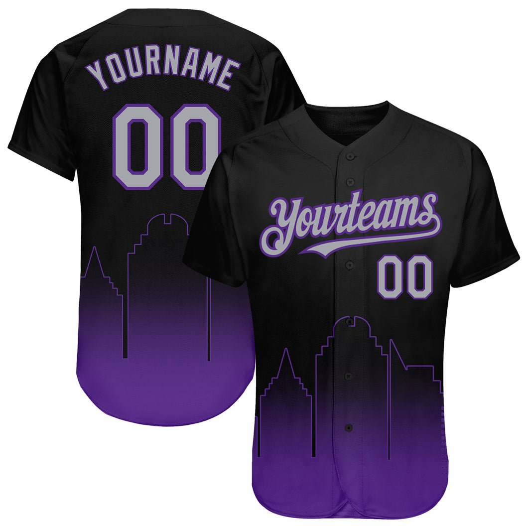 Custom Black Gray-Purple 3D Sacramento City Edition Fade Fashion Authentic Baseball Jersey