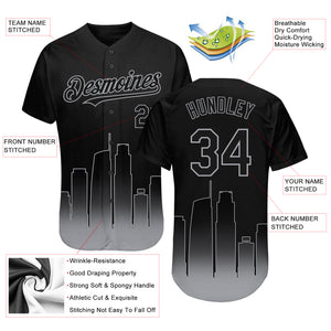 Custom Black-Gray 3D Los Angeles City Edition Fade Fashion Authentic Baseball Jersey