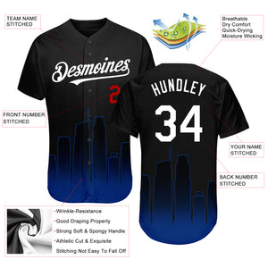 Custom Black White Royal-Red 3D Los Angeles City Edition Fade Fashion Authentic Baseball Jersey