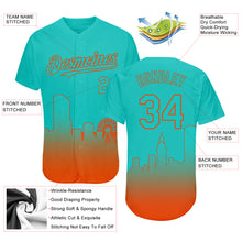 Load image into Gallery viewer, Custom Aqua Orange 3D Miami City Edition Fade Fashion Authentic Baseball Jersey
