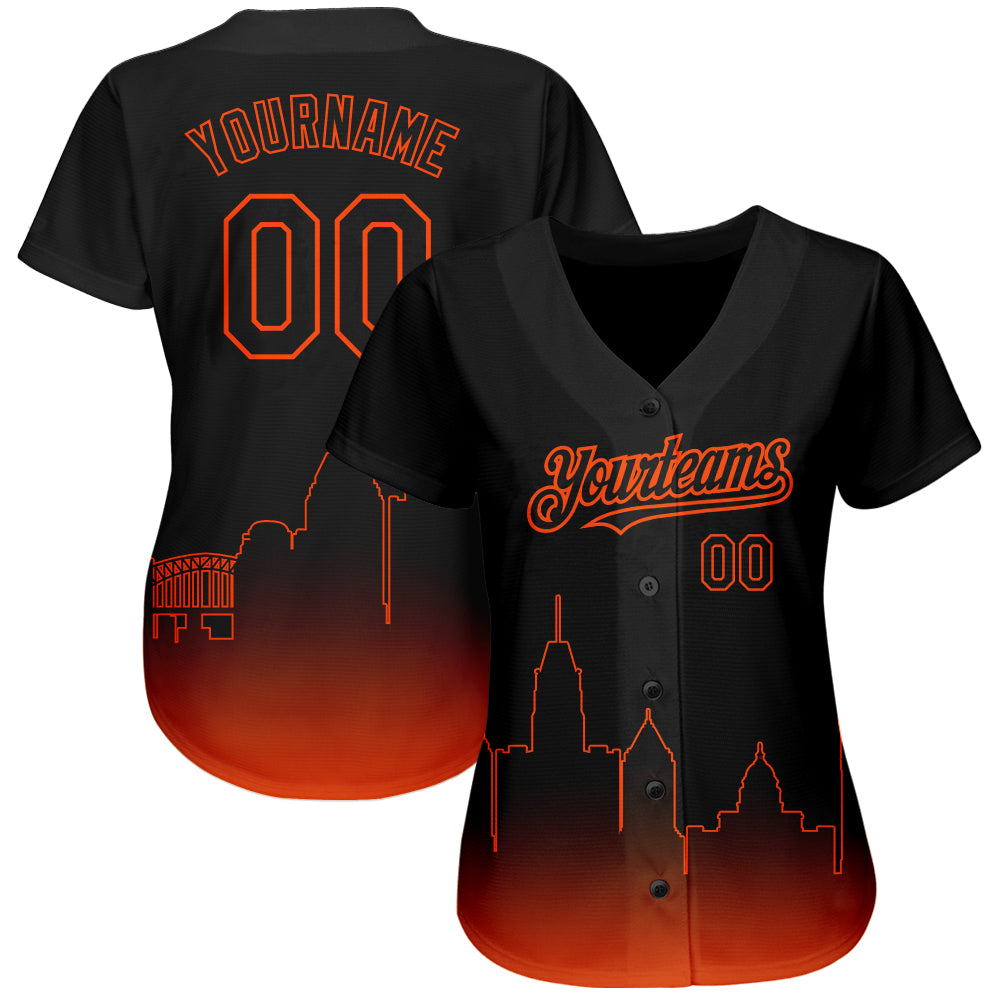 Custom Black Orange 3D Baltimore City Edition Fade Fashion Authentic ...