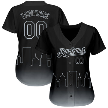 Custom Black Silver 3D Oakland City Edition Fade Fashion Authentic Baseball Jersey