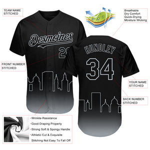 Custom Black Silver 3D Oakland City Edition Fade Fashion Authentic Baseball Jersey