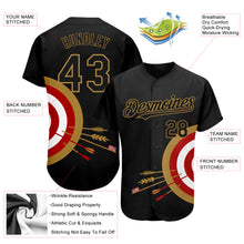 Load image into Gallery viewer, Custom Black Old Gold-Red 3D Pattern Design Dart Board Target Authentic Baseball Jersey
