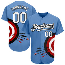 Load image into Gallery viewer, Custom Light Blue White-Black 3D Pattern Design Dart Board Target Authentic Baseball Jersey
