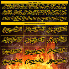 Load image into Gallery viewer, Custom Black Gold 3D Pattern Design Flame Dart Board Authentic Baseball Jersey
