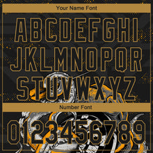 Load image into Gallery viewer, Custom Black Old Gold 3D Pattern Design Octopus Wrapped Around Dart Board Authentic Baseball Jersey
