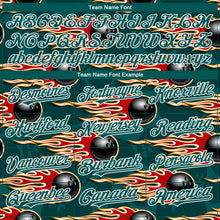 Load image into Gallery viewer, Custom Midnight Green White 3D Pattern Design Bowling Ball With Hotrod Flame Authentic Baseball Jersey
