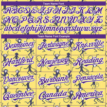 Load image into Gallery viewer, Custom Yellow Purple-White 3D Pattern Design Monkey Authentic Baseball Jersey
