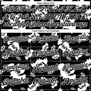 Custom Black White 3D Pattern Design Bat Authentic Baseball Jersey