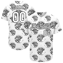Load image into Gallery viewer, Custom White Black 3D Pattern Design Tiger Authentic Baseball Jersey
