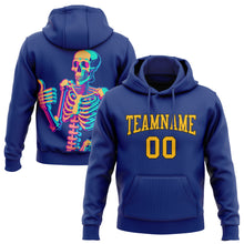 Load image into Gallery viewer, Custom Stitched Royal Gold-Black 3D Skull Fashion Sports Pullover Sweatshirt Hoodie
