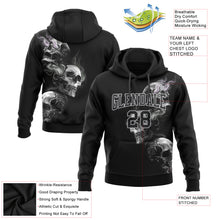 Load image into Gallery viewer, Custom Stitched Black Gray 3D Skull Fashion Sports Pullover Sweatshirt Hoodie
