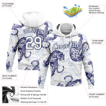 Load image into Gallery viewer, Custom Stitched White Navy 3D Pattern Design Tiger Sports Pullover Sweatshirt Hoodie
