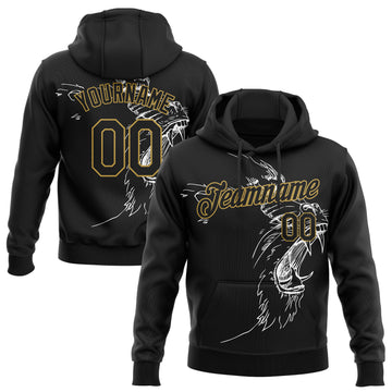 Custom Stitched Black-Old Gold 3D Pattern Design Gorilla Sports Pullover Sweatshirt Hoodie
