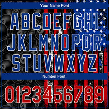 Load image into Gallery viewer, Custom Black Red-Royal 3D Pattern Design Billiards Snooker 8 Ball American Flag Authentic Baseball Jersey
