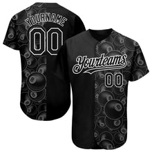 Load image into Gallery viewer, Custom Black White 3D Pattern Design Billiards Snooker 8 Ball Authentic Baseball Jersey
