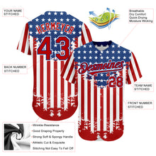 Load image into Gallery viewer, Custom Red Royal-White 3D American Flag Authentic Baseball Jersey
