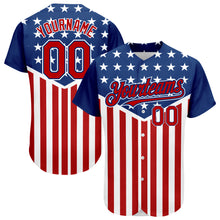 Load image into Gallery viewer, Custom Royal Red-White 3D American Flag Authentic Baseball Jersey
