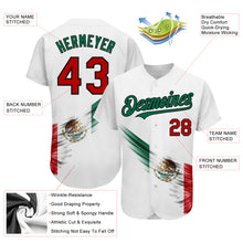 Load image into Gallery viewer, Custom White Red Kelly Green-Black 3D The Abstract Wing With Mexican Flag Authentic Baseball Jersey

