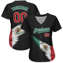 Load image into Gallery viewer, Custom Black Red-Kelly Green 3D The Abstract Wing With Mexican Flag Authentic Baseball Jersey
