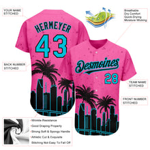 Load image into Gallery viewer, Custom Pink Lakes Blue-Black 3D Miami Palm Trees City Edition Authentic Baseball Jersey
