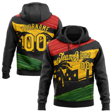 Load image into Gallery viewer, Custom Stitched Black Yellow 3D Pattern Design Black History Month Sports Pullover Sweatshirt Hoodie
