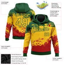 Load image into Gallery viewer, Custom Stitched Green Yellow-Red 3D Pattern Design Black History Month Sports Pullover Sweatshirt Hoodie
