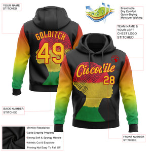 Custom Stitched Black Yellow-Red 3D Pattern Design Black History Month Sports Pullover Sweatshirt Hoodie