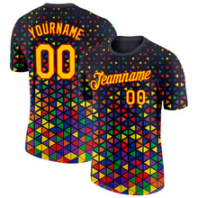 Load image into Gallery viewer, Custom Black Yellow-Red 3D Pattern Design Black History Month Performance T-Shirt
