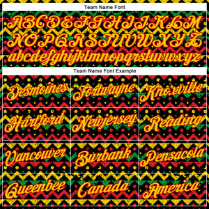 Custom Black Yellow-Red 3D Pattern Design Black History Month Performance T-Shirt