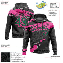 Load image into Gallery viewer, Custom Stitched Black Kelly Green-Pink 3D Pattern Design Torn Paper Style Sports Pullover Sweatshirt Hoodie
