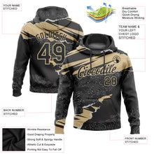 Load image into Gallery viewer, Custom Stitched Black Vegas Gold 3D Pattern Design Torn Paper Style Sports Pullover Sweatshirt Hoodie
