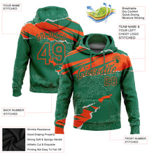 Load image into Gallery viewer, Custom Stitched Kelly Green Orange 3D Pattern Design Torn Paper Style Sports Pullover Sweatshirt Hoodie
