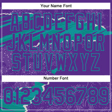 Load image into Gallery viewer, Custom Stitched Purple Teal 3D Pattern Design Torn Paper Style Sports Pullover Sweatshirt Hoodie
