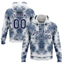 Load image into Gallery viewer, Custom Stitched Tie Dye Navy-White 3D Abstract Style Sports Pullover Sweatshirt Hoodie
