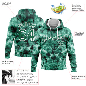 Custom Stitched Tie Dye Kelly Green-White 3D Abstract Shibori Style Sports Pullover Sweatshirt Hoodie