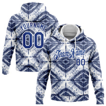 Load image into Gallery viewer, Custom Stitched Tie Dye Royal-White 3D Watercolor Shibori Style Sports Pullover Sweatshirt Hoodie
