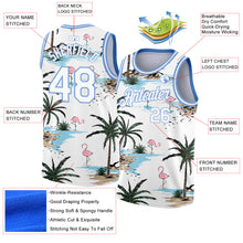 Load image into Gallery viewer, Custom White Light Blue 3D Pattern Tropical Hawaii Palm Trees Authentic Basketball Jersey
