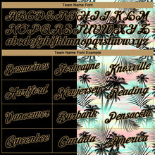 Load image into Gallery viewer, Custom Black Old Gold 3D Pattern Tropical Hawaii Palm Trees Authentic Basketball Jersey
