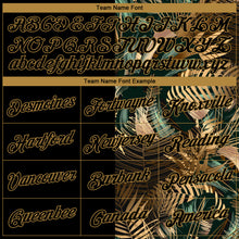 Load image into Gallery viewer, Custom Black Old Gold 3D Pattern Tropical Hawaii Palm Leaves Authentic Basketball Jersey
