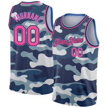 Load image into Gallery viewer, Custom Camo Pink Black-Light Blue 3D Authentic Salute To Service Basketball Jersey
