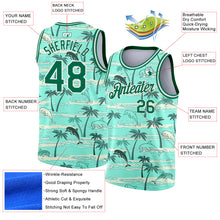 Load image into Gallery viewer, Custom Teal Kelly Green-White 3D Pattern Tropical Hawaii Palm Trees Authentic Basketball Jersey
