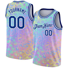 Load image into Gallery viewer, Custom Pink Royal-White 3D Pattern Design Leopard Print Authentic Basketball Jersey
