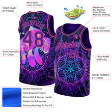 Load image into Gallery viewer, Custom Purple Pink 3D Pattern Design Magic Mushrooms Over Sacred Geometry Psychedelic Hallucination Authentic Basketball Jersey
