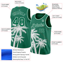 Load image into Gallery viewer, Custom Kelly Green White 3D Pattern Tropical Hawaii Coconut Trees Authentic Basketball Jersey

