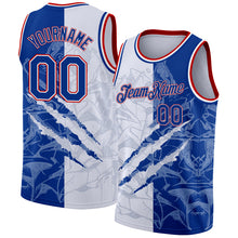 Load image into Gallery viewer, Custom Graffiti Pattern Royal-Red 3D Scratch Authentic Basketball Jersey
