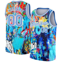 Load image into Gallery viewer, Custom Graffiti Pattern Light Blue-White 3D Grunge Art Authentic Basketball Jersey
