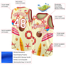 Load image into Gallery viewer, Custom Cream White-Red 3D Pattern Tropical Hawaii Beach Authentic Basketball Jersey
